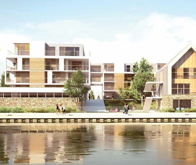Un ensemble de résidences construit au bord du canal de l'Ourcq
