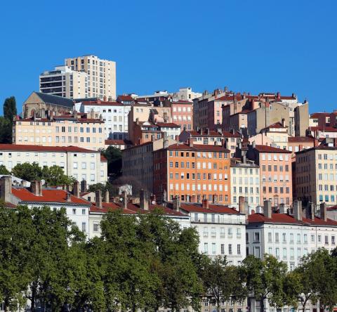 Vue sur la ville de Lyon côté collines